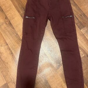 Pistola Maroon Pants with Metal Button